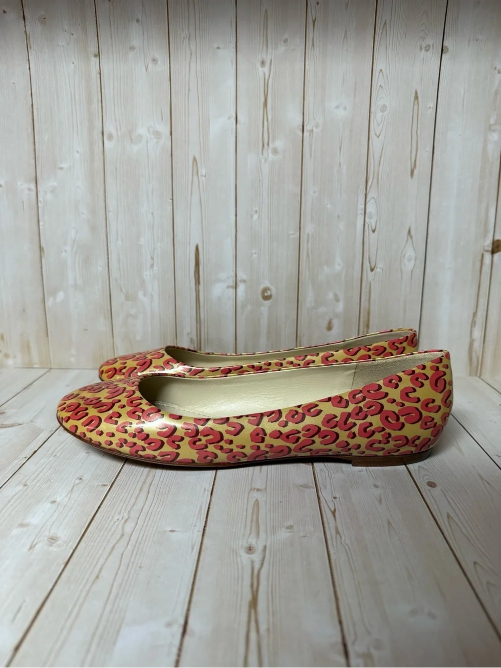 Louis Vuitton Leopard Print Patent Leather Ballet Flat Blanc Corail Sz 39 / 9
